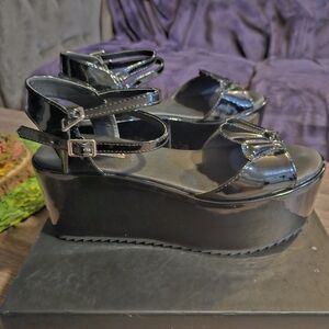Killstar Sole of the Siren Black Patent Faux Leather Platforms Size 8